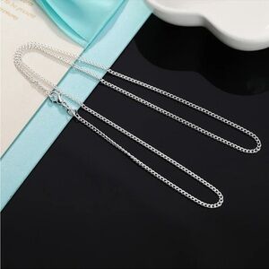 - New Classic 925 Sterling Silver Thin Chain Necklace 2mm Simple Silver Chain